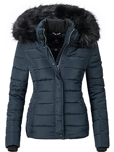 Navahoo Damen Winterjacke Steppjacke mit Kapuze Miamor Blau Gr. XL von Navahoo