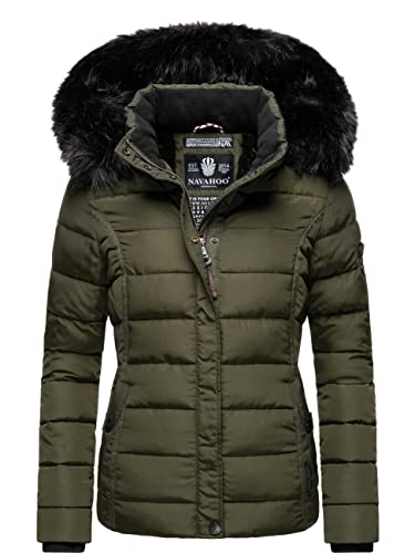 Navahoo Damen Winterjacke Steppjacke mit Kapuze Miamor Olive Gr. M von Navahoo