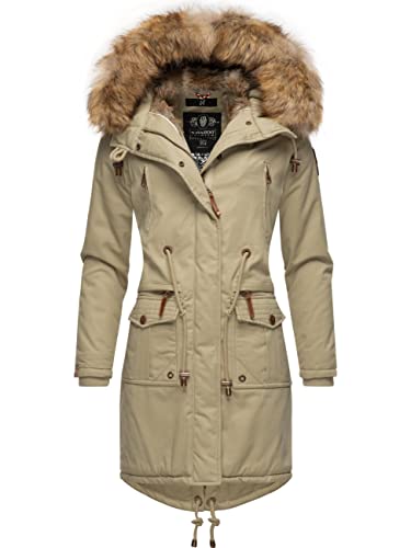 Navahoo Damen Winter Jacke Warmer Winterparka mit Kapuze Rosinchen Pebble Grey Gr. XL von Navahoo