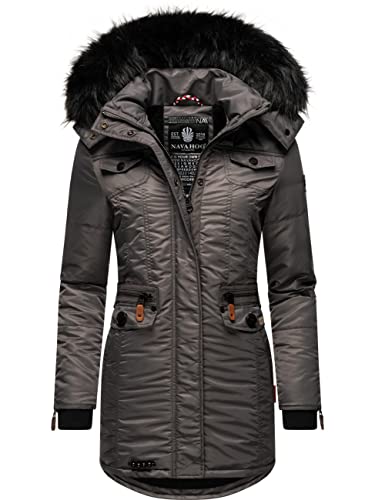 Navahoo Damen Warmer Winter Kurzmantel Schätzchen Anthrazit Gr. S von Navahoo