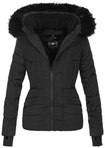 Navahoo Damen Winter Jacke warm gefüttert Teddyfell Stepp Winterjacke B361 [B361-Adele-Schwarz-Gr.XXL] von Navahoo