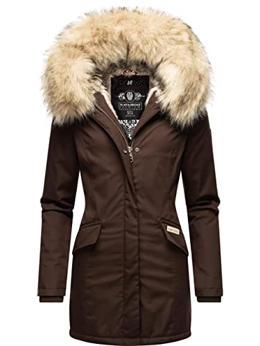 Navahoo Damen Winter Kurzmantel mit Kapuze Cristal Dark Choco Gr. XL von Navahoo