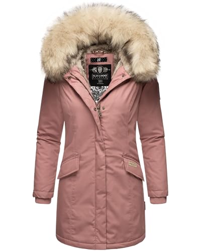 Navahoo Damen Winter Kurzmantel mit Kapuze Cristal Dark Rose Gr. L von Navahoo