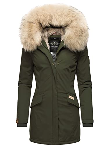 Navahoo Damen Winter Kurzmantel mit Kapuze Cristal Olive Gr. M von Navahoo