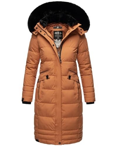 Navahoo Damen Winter-Mantel Steppmantel Winterjacke mit abnehmbarem Kunstfell B850 [B850-Fahmiy-Cinnamon-Gr.XXXL] von Navahoo