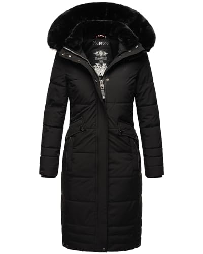 Navahoo Damen Winter-Mantel Steppmantel Winterjacke mit abnehmbarem Kunstfell B850 [B850-Fahmiy-Schwarz-Gr.L] von Navahoo