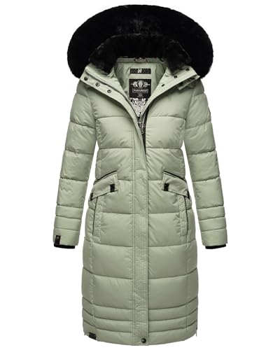 Navahoo Damen Winter-Mantel Steppmantel Winterjacke mit abnehmbarem Kunstfell B850 [B850-Fahmiy-Smokey-Mint-Gr.M] von Navahoo