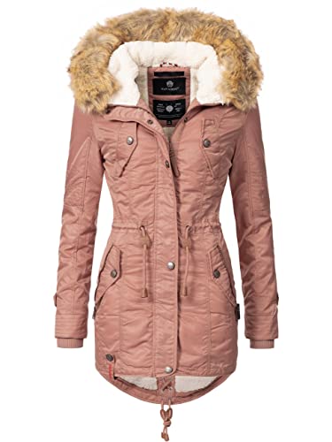 Navahoo Damen Wintermantel Warmer Parka lang mit Kapuze La Viva Terracotta Gr. L von Navahoo