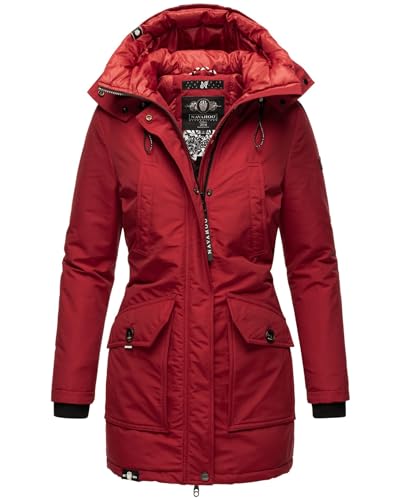 Navahoo Damen Winter Parka Jacke mit Stehkragen und Kapuze gefüttert B923 [B923-Blizzard-Blood-Gr.M] von Navahoo