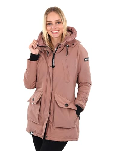 Navahoo Damen Winter Parka Jacke mit Stehkragen und Kapuze gefüttert B923 [B923-Blizzard-Terracot-Gr.L] von Navahoo