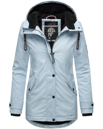 Navahoo Damen Winter Regen Jacke Parka Mantel warm gefüttert Kapuze B847 [B847-Lind-Baby-Blue-Gr.L] von Navahoo