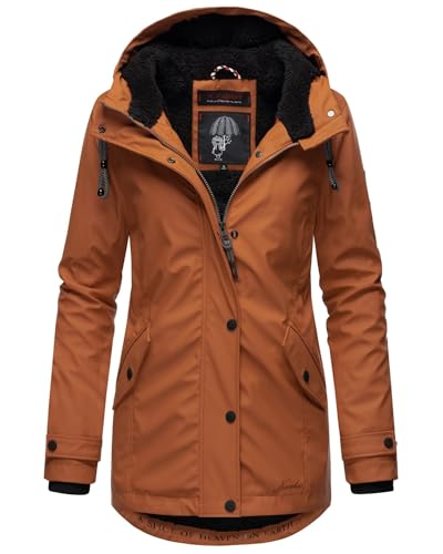 Navahoo Damen Winter Regen Jacke Parka Mantel warm gefüttert Kapuze B847 [B847-Lind-Cinnamon-Gr.L] von Navahoo