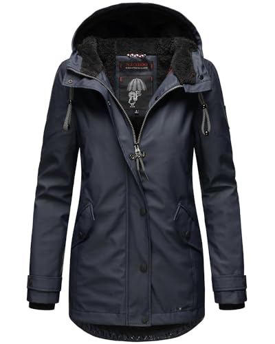 Navahoo Damen Winter Regen Jacke Parka Mantel warm gefüttert Kapuze B847 [B847-Lind-Navy-Gr.M] von Navahoo