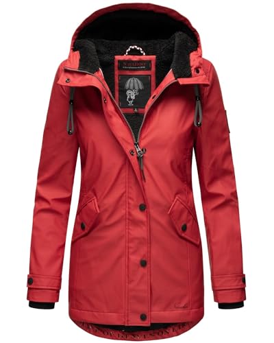 Navahoo Damen Winter Regen Jacke Parka Mantel warm gefüttert Kapuze B847 [B847-Lind-Rot-Gr.L] von Navahoo