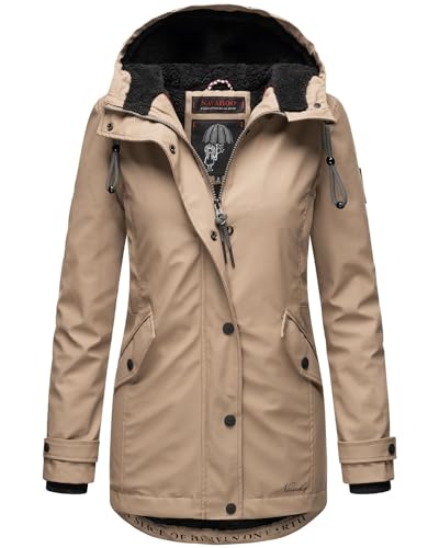 Navahoo Damen Winter Regen Jacke Parka Mantel warm gefüttert Kapuze B847 [B847-Lind-Taupe-Gr.L] von Navahoo