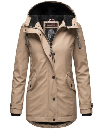 Navahoo Damen Winter Regen Jacke Parka Mantel warm gefüttert Kapuze B847 [B847-Lind-Taupe-Gr.S] von Navahoo