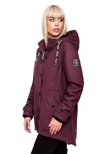 Navahoo Damen Winter Regen Jacke Parka Mantel warm gefüttert Kapuze B847 [B847-Lind-Weinrot-Gr.L] von Navahoo