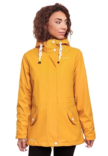 Navahoo Damen Winter Regenjacke mit Kapuze Regenmantel Teddyyfell Wasserdicht [B933-O-Heart-A-Gelb-Gr.XL] von Navahoo