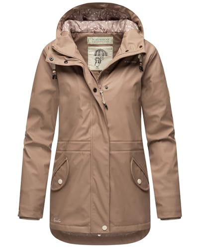 Navahoo Damen Winter Regenjacke mit Kapuze Regenmantel Teddyyfell Wasserdicht [B933-O-Heart-Taupe-Gr.XXL] von Navahoo