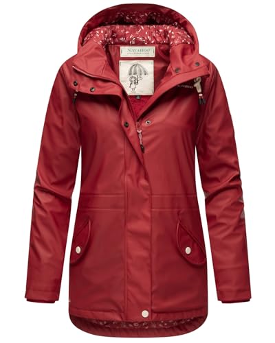 Navahoo Damen Winter Regenjacke mit Kapuze Regenmantel Teddyyfell Wasserdicht [B933-O-Heart-Blood-Red-Gr.XL] von Navahoo
