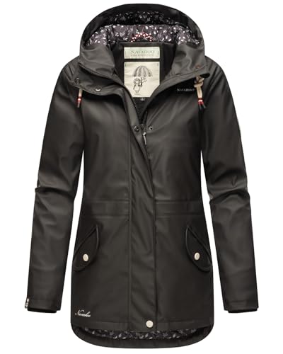 Navahoo Damen Winter Regenjacke mit Kapuze Regenmantel Teddyyfell Wasserdicht [B933-O-Heart-Schwarz-Gr.L] von Navahoo
