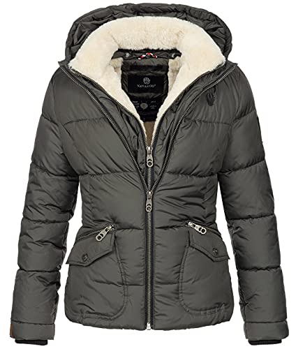 Navahoo Damen Winter Stepp Jacke Parka Winterjacke Steppjacke warm Teddyfell B672 [B672-Mega-Anthrazit-Gr.XS] von Navahoo