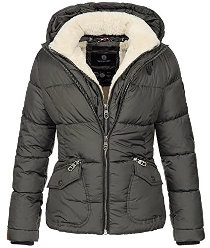 Navahoo Damen Winter Stepp Jacke Parka Winterjacke Steppjacke warm Teddyfell B672 [B672-Mega-Anthrazit-Gr.XS] von Navahoo