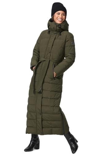 Navahoo Damen Winter Stepp Mantel Wintermantel gesteppt lang warm Kapuze B974 [B974-Teil-Dark-Olive-Gr.M] von Navahoo