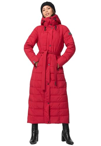 Navahoo Damen Winter Stepp Mantel Wintermantel gesteppt lang warm Kapuze B974 [B974-Teil-Dark-Red-Gr.M] von Navahoo