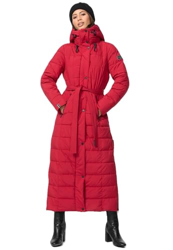 Navahoo Damen Winter Stepp Mantel Wintermantel gesteppt lang warm Kapuze B974 [B974-Teil-Dark-Red-Gr.XS] von Navahoo