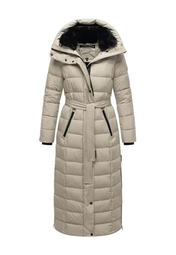 Navahoo Damen Winter Stepp Mantel Wintermantel gesteppt lang warm Kapuze B974 [B974-Teil-Pepple-Grey-Gr.M] von Navahoo