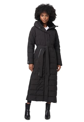 Navahoo Damen Winter Stepp Mantel Wintermantel gesteppt lang warm Kapuze B974 [B974-Teil-Schwarz-Gr.M] von Navahoo