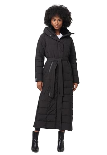 Navahoo Damen Winter Stepp Mantel Wintermantel gesteppt lang warm Kapuze B974 [B974-Teil-Schwarz-Gr.S] von Navahoo