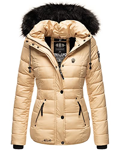 Navahoo Damen Winter Steppjacke Kurzjacke Winter Jacke gefüttert Parka Zuckerbiene XS - XXL (DE/NL/SE/PL, Alphanumerisch, S, Regular, Regular, Beige) von Navahoo