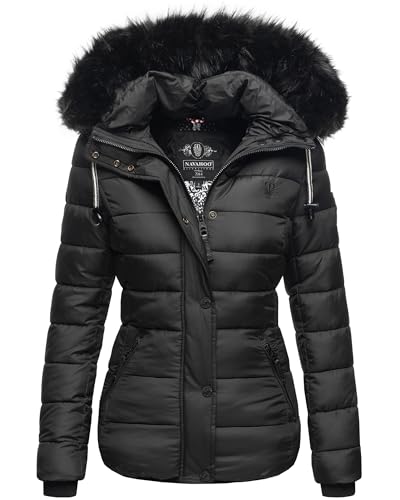 Navahoo Damen Winter Steppjacke Kurzjacke Winter Jacke gefüttert Parka Zuckerbiene XS - XXL (DE/NL/SE/PL, Alphanumerisch, S, Regular, Regular, Schwarz) von Navahoo