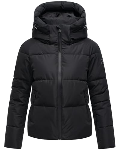 Navahoo Damen Winter Steppjacke gesteppt Winterjacke Kapuze gefüttert Frostherz XS - XXL (DE/NL/SE/PL, Alphanumerisch, XL, Regular, Regular, Schwarz) von Navahoo