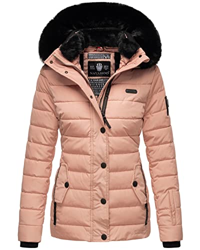 Navahoo Damen Winter Steppjacke mit Kapuze und Fellkragen B846 [B846-Rosa-Gr.M] von Navahoo