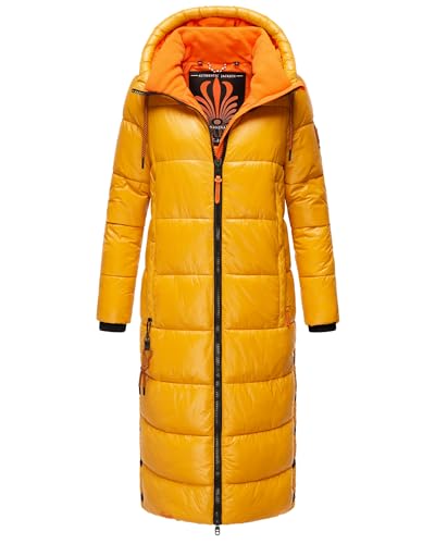 Navahoo Damen Winter Steppmantel lange Winterjacke Parka mit Kapuze Schmuseengel XS - XXL (DE/NL/SE/PL, Alphanumerisch, XL, Regular, Regular, Gelb) von Navahoo