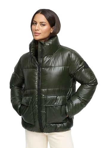 Navahoo Damen Winterjacke (S-3XL) - gesteppt, hochschließender Kragen, Gummizug - N063 - DarkOlive Größe S - Gr.S von Navahoo