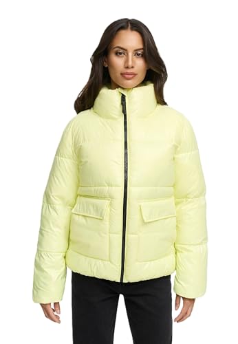 Navahoo Damen Winterjacke (S-3XL) - gesteppt, hochschließender Kragen, Gummizug - N063 - PastYello Größe XL - Gr.XL von Navahoo