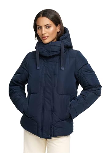 Navahoo Damen Winterjacke (S-3XL) - gesteppt mit abnehmbarer Kapuze - N115 - Navy Größe XXL - Gr.XXL von Navahoo