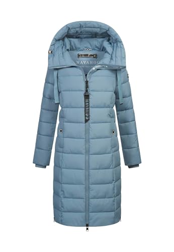 Navahoo Damen Winterjacke (XS-3XL) - Wind- & Wasserabweisend, große Kapuze, seitliche Gehschlitze, Steppmantel, Warme Jacke Frauen - N036 (L, Powder-Blue) von Navahoo