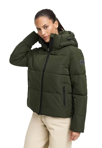 Navahoo Damen Winterjacke (XS-XXL) - gesteppt, abnehmbare Kapuze, 5 Taschen - N067 - DarkOlive Größe M - Gr.M von Navahoo