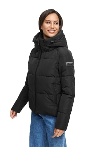 Navahoo Damen Winterjacke (XS-XXL) - gesteppt, abnehmbare Kapuze, 5 Taschen - N067 - Schwarz Größe M - Gr.M von Navahoo