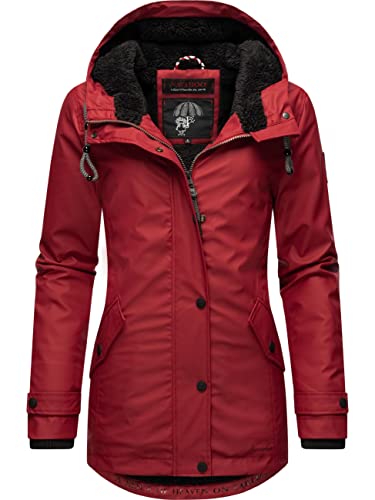 Navahoo Damen Winterjacke Kurze Regenjacke wasserdicht warm gefüttert mit Kapuze Lindraa Blood Red Gr. 3XL von Navahoo