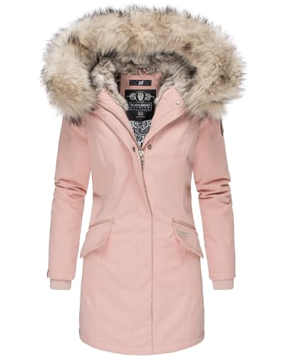 Navahoo Damen Winterjacke Parka Mantel Jacke Kunstfell Gefüttert Cristal XS-XXL (DE/NL/SE/PL, Alphanumerisch, XXL, Regular, Regular, Rose) von Navahoo