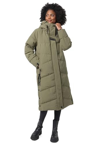 Navahoo Damen Winterjacke Stepp Winter Jacke lang gesteppt warm Kapuze B961 [B961-Kuschelm-Oliv-Leaf-Gr.L] von Navahoo