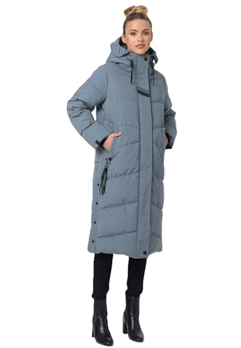 Navahoo Damen Winterjacke Stepp Winter Jacke lang gesteppt warm Kapuze B961 [B961-Kuschelm-Sto-Blue-Gr.L] von Navahoo