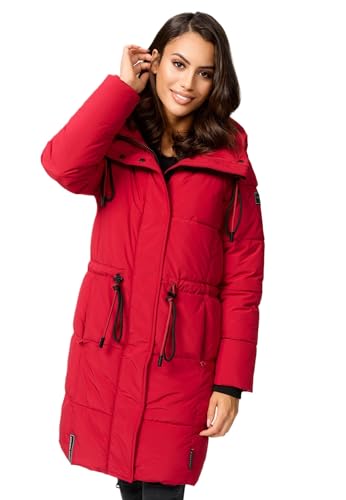 Navahoo Damen Winterjacke Stepp Winter jacke Steppjacke mit Kapuze warm B975 [B975-Zuckertatz-Dar-Red-Gr.M] von Navahoo