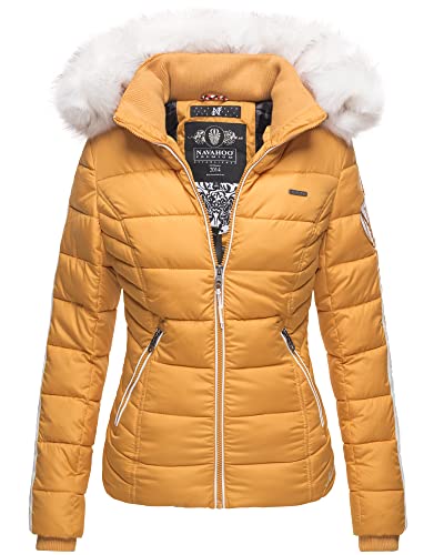 Navahoo Damen Winterjacke Steppjacke Kurz Parka gefüttert Outdoor Khingaas Gelb 38 - M von Navahoo